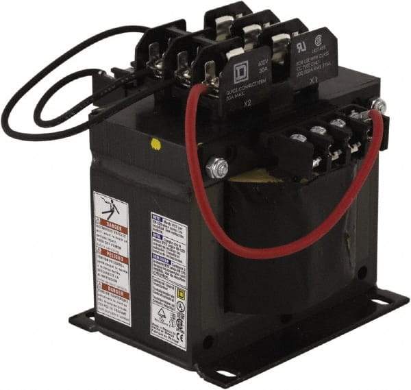 Square D - 750 VA, Top Mount Fuse Block Control Transformer - 50/60 Hz, 5.61 Inch Deep x 5.8 Inch High - Exact Industrial Supply
