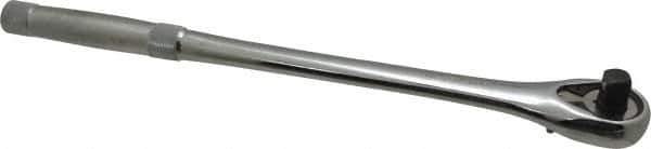 Proto - 1/2" Drive Pear Head Ratchet - Chrome Finish, 15" OAL, 45 Gear Teeth, Long Knurled Handle, Standard Head - Exact Industrial Supply