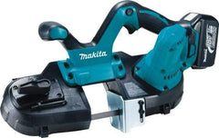 Makita - 18 Volt, 18-1/2" Blade, 630 SFPM Cordless Portable Bandsaw - 2-1/2" (Round) & 2-1/2 x 2-1/2" (Rectangle) Cutting Capacity, Lithium-Ion Battery Included - Exact Industrial Supply