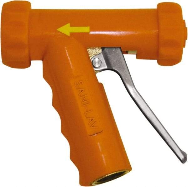 SANI-LAV - 3/4" Pipe, Insulated, Grade C-36000 Brass Adjustable Spray Pattern Nozzle - Safety Orange, 3/4 GHT Connection, 8.9 Gal per min at 100 psi, 3/4 GHT, 3/4" Orifice Diam, For Use With Water - Exact Industrial Supply