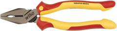 Wiha - 8" OAL, 1-13/16" Jaw Length, 1-5/32" Jaw Width, Insulated Slip Joint Pliers - Combination Pliers Tool - Exact Industrial Supply