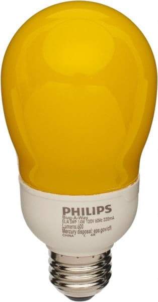 Philips - 14 Watt Fluorescent Residential/Office Medium Screw Lamp - 2,700°K Color Temp, 600 Lumens, 120 Volts, A19, 8,000 hr Avg Life - Exact Industrial Supply