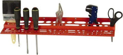 Quantum Storage - Tool Box Polypropylene Tool Rack - 24" Wide x 6" Deep x 2-3/4" High, Red, For Louvered Panels - Exact Industrial Supply