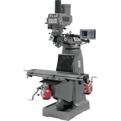 Jet - 9" Table Width x 49" Table Length, Variable Speed Pulley Control, 3 Phase Knee Milling Machine - R8 Spindle Taper, 3 hp - Exact Industrial Supply