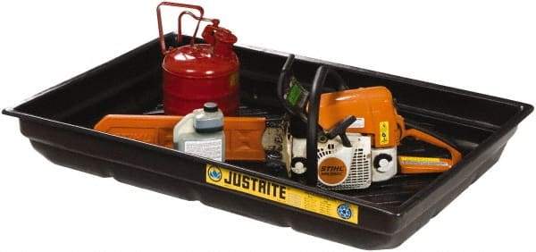 Justrite - 20 Gallon Capacity, 23 Inch Long x 47-1/2 Inch Wide, Polyurethane Spill Tray - 23 Inch Diameter, 5-1/2 Inch High, Black - Exact Industrial Supply