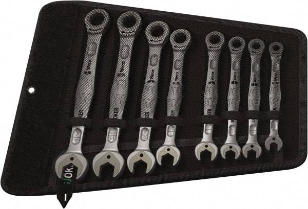Wera - 8 Piece, 5/16" to 3/4", Combination Wrench Set - Inch Measurement Standard, Chrome Vanadium Finish, Comes in Canvas Tool Holster - Exact Industrial Supply