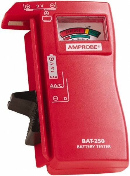 Amprobe - 0.9 VAC to 9 VAC, Battery Tester - Analog Display - Exact Industrial Supply