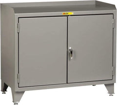 Little Giant - 48 Wide x 24" Deep x 43" High, 12 Gauge Steel Workstation - Fixed Legs With Adjustable Height Glides, Gray - Exact Industrial Supply