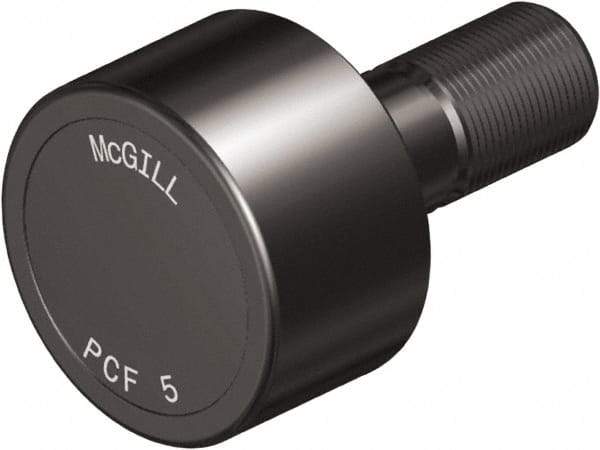 McGill - 3-1/2" Roller Diam x 2" Width, 1-1/4" Stud Diam x 2-3/4" Length, Plain Load Roller - Steel, 1-3/4" Thread Length, 1-1/4-12 Thread, 4-3/4" OAL, 14,300 Lb Dynamic Cap, 16,000 Lb Static Cap - Exact Industrial Supply