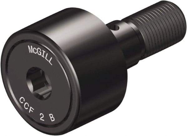 McGill - 1-1/8" Roller Diam x 5/8" Width, 7/16" Stud Diam x 1" Length, Crowned Sealed Stud Cam Follower with Hex - Steel, 1/2" Thread Length, 7/16-20 Thread, 1.66" OAL, 2,225 Lb Dynamic Cap, 3,060 Lb Static Cap - Exact Industrial Supply