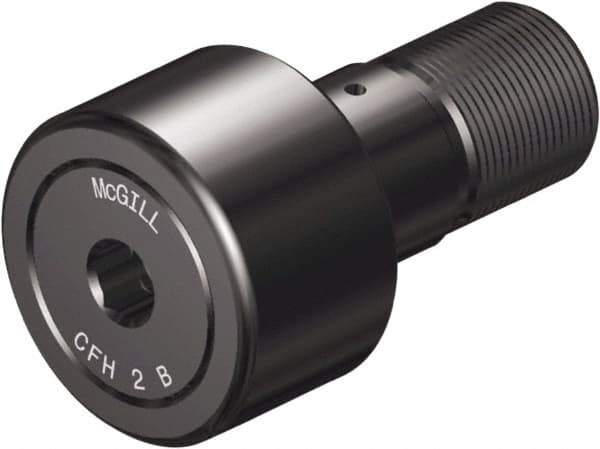 McGill - 1-1/8" Roller Diam x 5/8" Width, 7/16" Stud Diam x 1" Length, Sealed Heavy Stud Cam Follower with Hex - Steel, 1/2" Thread Length, 5/8-18 Thread, 1.66" OAL, 2,225 Lb Dynamic Cap, 6,120 Lb Static Cap - Exact Industrial Supply