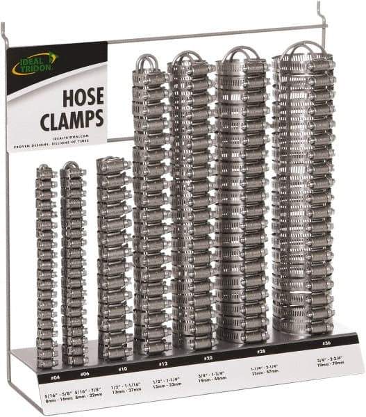 IDEAL TRIDON - 130 Piece, 5/16 to 2-3/4" Diam, Worm Drive Clamp Set - 20 Micro 4, 20 Micro 6, 10 Size 10, 20 Size 12, 20 Size 20, 20 Size 28, 20 Size 36 - Exact Industrial Supply