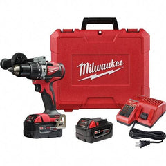 Milwaukee Tool - 18 Volt 1/2" Metal Ratcheting Chuck Cordless Hammer Drill - 0 to 28,800 BPM, 0 to 1,800 RPM, Reversible - Exact Industrial Supply