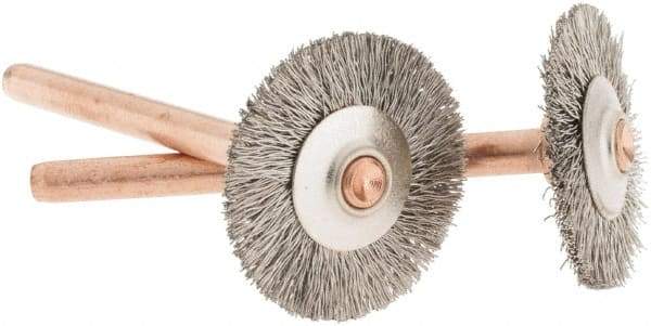 Dremel - 3/4" OD, 1/8" Shank Diam, Straight Filament Stainless Steel Wheel Brush - 0.0241" Face Width, 3/4" Trim Length, 15,000 RPM - Exact Industrial Supply