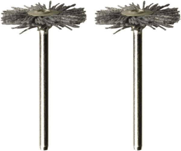 Dremel - 1" OD, 1/8" Shank Diam, Straight Filament Nylon Wheel Brush - 1/16" Face Width, 1" Trim Length, 15,000 RPM - Exact Industrial Supply