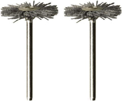 Dremel - 1" OD, 1/8" Shank Diam, Straight Filament Nylon Wheel Brush - 1/16" Face Width, 1" Trim Length, 15,000 RPM - Exact Industrial Supply