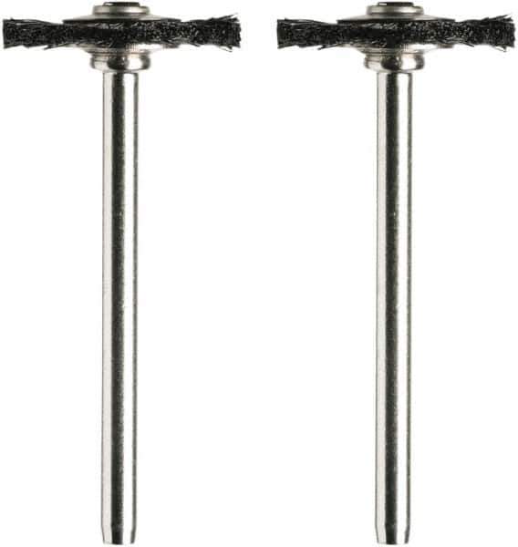 Dremel - 3/4" OD, 1/8" Shank Diam, Straight Filament Nylon Wheel Brush - 1/16" Face Width, 3/4" Trim Length, 15,000 RPM - Exact Industrial Supply