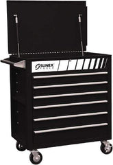 Sunex Tools - 600 Lb Capacity, 34-1/2" Wide x 20" Long x 39-1/2" High Service Cart - 6 Shelf, Steel, Heavy-Duty Casters - Exact Industrial Supply