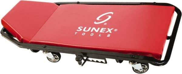 Sunex Tools - 300 Lb Capacity, 4 Wheel Creeper (with Adjustable Headrest) - Metal, 45-1/2" Long x 2-1/2" Overall Height x 19" Wide - Exact Industrial Supply