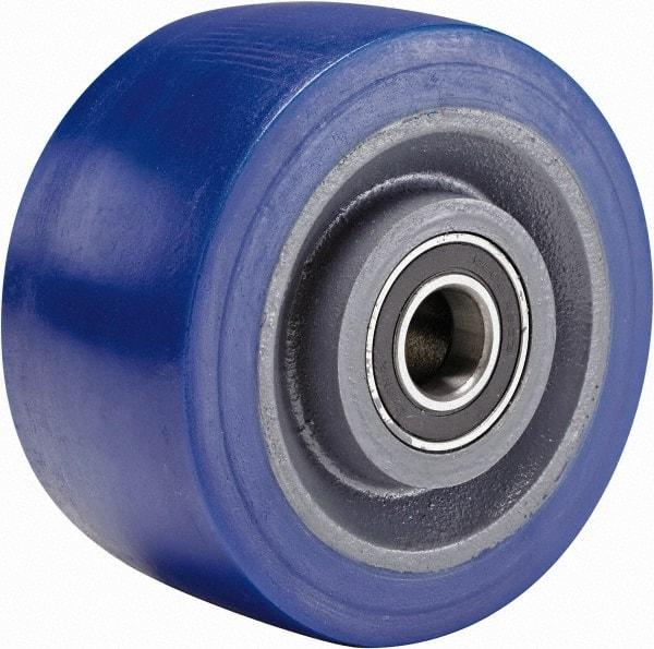Hamilton - 6 Inch Diameter x 3 Inch Wide, Polyurethane Mold on to Cast Iron Center Caster Wheel - 2,450 Lb. Capacity, 3-1/4 Inch Hub Length, 3/4 Inch Axle Diameter, Sealed Precision Ball Bearing - Exact Industrial Supply