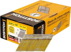 Stanley Bostitch - 11 Gauge 0.12" Shank Diam 2-3/8" Long Framing Nails for Power Nailers - Steel, Galvanized Finish, Ring Shank, Angled Stick Wire Collation, Round Head, Diamond Point - Exact Industrial Supply