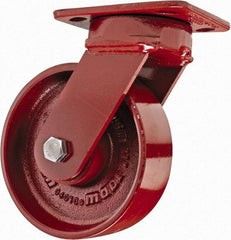Hamilton - 6" Diam x 2" Wide x 7-1/2" OAH Top Plate Mount Swivel Caster - Steel, 1,400 Lb Capacity, Sealed Precision Ball Bearing, 4 x 5" Plate - Exact Industrial Supply