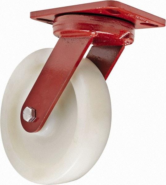 Hamilton - 8" Diam x 2" Wide x 9-3/4" OAH Top Plate Mount Swivel Caster - Plastic, 1,100 Lb Capacity, Sealed Precision Ball Bearing, 4-1/2 x 6-1/2" Plate - Exact Industrial Supply