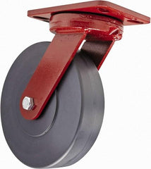 Hamilton - 8" Diam x 2" Wide x 9-3/4" OAH Top Plate Mount Swivel Caster - Plastic, 2,500 Lb Capacity, Sealed Precision Ball Bearing, 4-1/2 x 6-1/2" Plate - Exact Industrial Supply