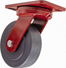 Hamilton - 6" Diam x 2" Wide x 7-3/4" OAH Top Plate Mount Swivel Caster with Brake - Plastic, 2,000 Lb Capacity, Sealed Precision Ball Bearing, 4-1/2 x 6-1/2" Plate - Exact Industrial Supply