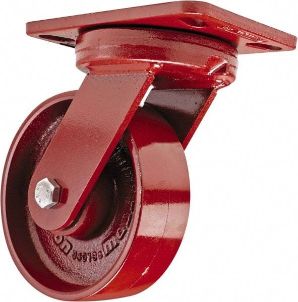 Hamilton - 6" Diam x 2" Wide x 7-3/4" OAH Top Plate Mount Swivel Caster - Steel, 1,400 Lb Capacity, Sealed Precision Ball Bearing, 4-1/2 x 6-1/2" Plate - Exact Industrial Supply