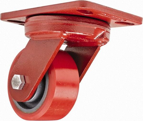 Hamilton - 4" Diam x 2" Wide x 5-5/8" OAH Top Plate Mount Swivel Caster - Polyurethane, 900 Lb Capacity, Sealed Precision Ball Bearing, 4-1/2 x 6-1/2" Plate - Exact Industrial Supply