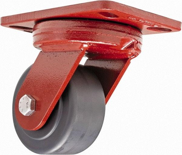 Hamilton - 4" Diam x 2" Wide x 5-5/8" OAH Top Plate Mount Swivel Caster - Plastic, 2,000 Lb Capacity, Sealed Precision Ball Bearing, 4-1/2 x 6-1/2" Plate - Exact Industrial Supply