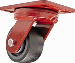 Hamilton - 4" Diam x 2" Wide x 5-5/8" OAH Top Plate Mount Swivel Caster - Polyurethane, 975 Lb Capacity, Sealed Precision Ball Bearing, 4-1/2 x 6-1/2" Plate - Exact Industrial Supply