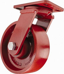 Hamilton - 8" Diam x 3" Wide x 10-1/4" OAH Top Plate Mount Swivel Caster - Steel, 2,600 Lb Capacity, Sealed Precision Ball Bearing, 4-1/2 x 6-1/2" Plate - Exact Industrial Supply