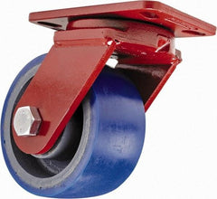 Hamilton - 6" Diam x 3" Wide x 7-1/2" OAH Top Plate Mount Swivel Caster - Polyurethane, 1,800 Lb Capacity, Sealed Precision Ball Bearing, 4-1/2 x 6-1/2" Plate - Exact Industrial Supply