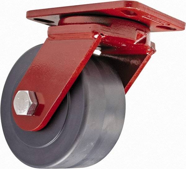 Hamilton - 6" Diam x 3" Wide x 7-1/2" OAH Top Plate Mount Swivel Caster - Plastic, 3,200 Lb Capacity, Sealed Precision Ball Bearing, 4-1/2 x 6-1/2" Plate - Exact Industrial Supply