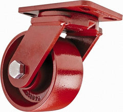 Hamilton - 6" Diam x 3" Wide x 7-1/2" OAH Top Plate Mount Swivel Caster - Steel, 2,500 Lb Capacity, Sealed Precision Ball Bearing, 4-1/2 x 6-1/2" Plate - Exact Industrial Supply