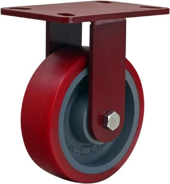 Hamilton - 6" Diam x 2" Wide x 7-1/2" OAH Top Plate Mount Rigid Caster - Polyurethane, 1,400 Lb Capacity, Sealed Precision Ball Bearing, 4 x 4-1/2" Plate - Exact Industrial Supply