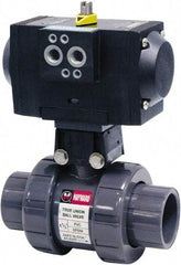 Hayward - 1" Pipe, 250 psi WOG Rating, PVC Pneumatic Spring Return Actuated Ball Valve - EPDM Seal, Full Port, 250 WSP Rating - Exact Industrial Supply