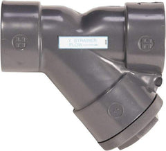 Hayward - 1-1/2" Pipe, Socket Ends, PVC Y-Strainer - 150 psi Pressure Rating - Exact Industrial Supply
