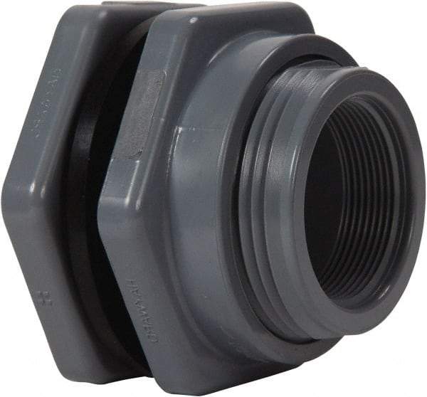 Hayward - 3" PVC Plastic Pipe Bulkhead Tank Adapter - Schedule 80, Socket x Thread End Connections - Exact Industrial Supply