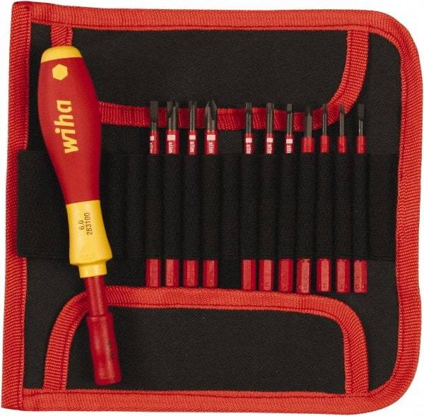 Wiha - 12 Piece, 1/4" Drive Screwdriver Insulated Bit Set - #2 Phillips, T8 to T20 Torx - Exact Industrial Supply