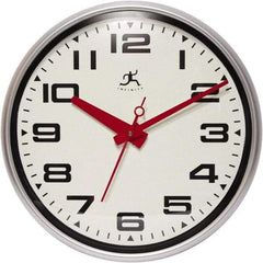 Infinity Insttruments - 13-1/2 Inch Diameter, Off White Face, Dial Wall Clock - Analog Display, Silver Case, Runs on AA Battery - Exact Industrial Supply