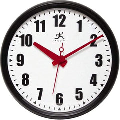 Infinity Insttruments - 13-1/2 Inch Diameter, White Face, Dial Wall Clock - Analog Display, Black Case, Runs on AA Battery - Exact Industrial Supply