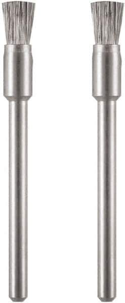 Dremel - 1/8" Brush Diam, Flat Faced, End Brush - 1/8" Diam Steel Shank, 15,000 Max RPM - Exact Industrial Supply