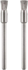 Dremel - 1/8" Brush Diam, Flat Faced, End Brush - 1/8" Diam Steel Shank, 15,000 Max RPM - Exact Industrial Supply