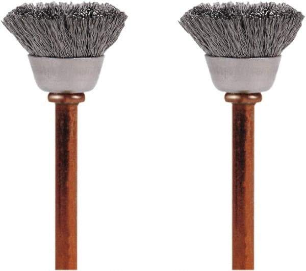 Dremel - 1/2" Brush Diam, Flat Faced, End Brush - 1/8" Diam Steel Shank, 15,000 Max RPM - Exact Industrial Supply