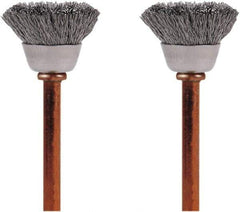 Dremel - 1/2" Brush Diam, Flat Faced, End Brush - 1/8" Diam Steel Shank, 15,000 Max RPM - Exact Industrial Supply