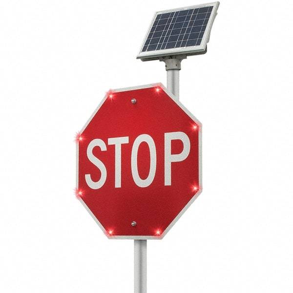 TAPCO - "Stop", 30" Wide x 24" High, Aluminum Stop & Yield Signs - White on Red, Diamond Grade Reflectivity, Octagon, Post Mount - Exact Industrial Supply