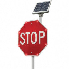 TAPCO - "Stop", 30" Wide x 24" High, Aluminum Stop & Yield Signs - White on Red, Diamond Grade Reflectivity, Octagon, Post Mount - Exact Industrial Supply